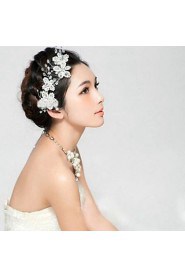 Bride's Flower Shape Pearl Rhinestone Forehead Wedding Comb Headdress 1 PC