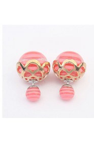 Korea Pearl Earrings To Wear Double Sided Pure Color Shiny Flower Earrings