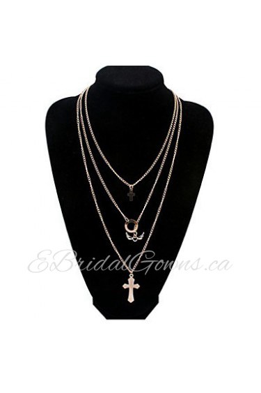 Smooth Angel Wings Multi-layer Cross Alloy Necklace