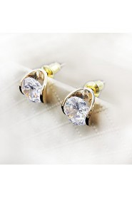 Cubic Zirconia Alloy Earring Cubic Zirconia Lady Stud Earrings