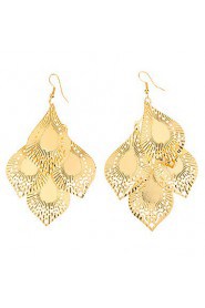 Drop Shape Hollow Out Gold Plated Earrings