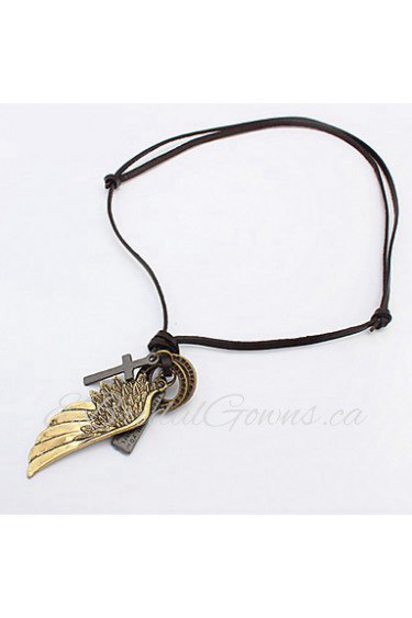 Antique Silver Antique Bronze Color Big Wings Pendant Necklace Hain Long Necklace