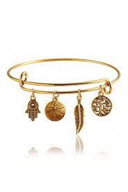 The Trend Of Retro Bangle Metal Accessories Hypoallergenic Multi Flowers Leaves Bracelet(Random Color)