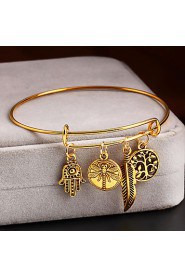 The Trend Of Retro Bangle Metal Accessories Hypoallergenic Multi Flowers Leaves Bracelet(Random Color)