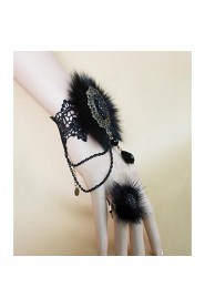 Gothic Black Fox Fur Halloween Bracelet & Ring