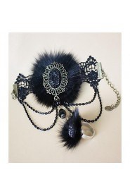 Gothic Black Fox Fur Halloween Bracelet & Ring