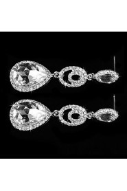 Vintage Women's Earrings Diamond Silver Earring For Wedding Bridal