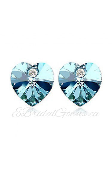 Fashion Heart Cut Crystal Stud Earrings(More Colors)