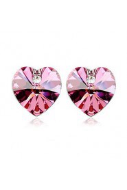 Fashion Heart Cut Crystal Stud Earrings(More Colors)