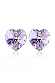 Fashion Heart Cut Crystal Stud Earrings(More Colors)