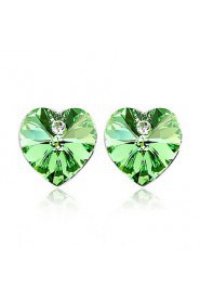 Fashion Heart Cut Crystal Stud Earrings(More Colors)