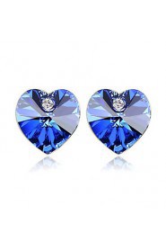 Fashion Heart Cut Crystal Stud Earrings(More Colors)