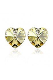 Fashion Heart Cut Crystal Stud Earrings(More Colors)