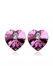 Fashion Heart Cut Crystal Stud Earrings(More Colors)