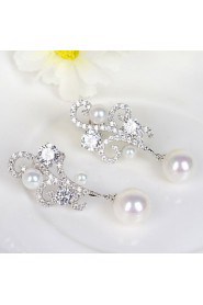 Brand New Arrival Luxury Wedding Dinner Party Jewelry ACubic Zirconia PPearl Earring