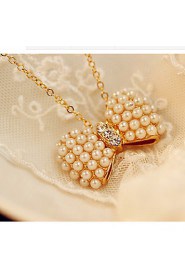 Women's Bow Pearl Sweater Clavicle Chain Accessories Necklace