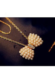 Women's Bow Pearl Sweater Clavicle Chain Accessories Necklace