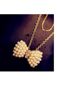 Women's Bow Pearl Sweater Clavicle Chain Accessories Necklace