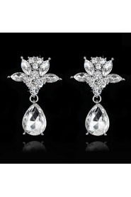 Vintage Women's Earrings Zircon Diamond Silver Earring For Wedding Bridal