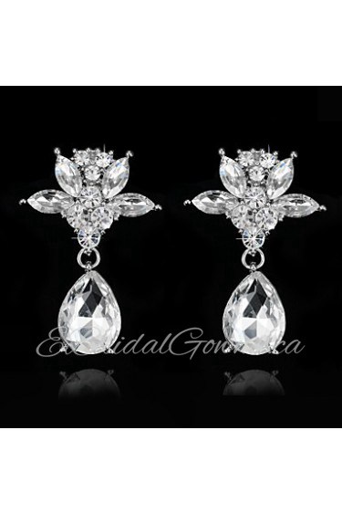 Vintage Women's Earrings Zircon Diamond Silver Earring For Wedding Bridal