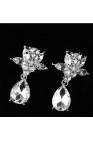 Vintage Women's Earrings Zircon Diamond Silver Earring For Wedding Bridal