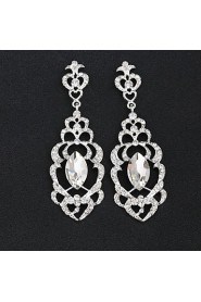 Vintage Women's Earrings Crystal Diamond Silver Earring For Wedding Bridal