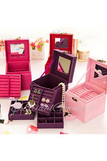 Korean Style Princess Wood Double Desks Jewelry Box(Red,Purple,Pink)(1Pc)