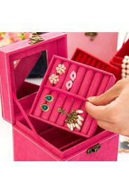 Korean Style Princess Wood Double Desks Jewelry Box(Red,Purple,Pink)(1Pc)