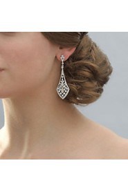 Vintage Women's Silver Crystal long Earring For Birde Wedding