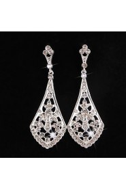 Vintage Women's Silver Crystal long Earring For Birde Wedding