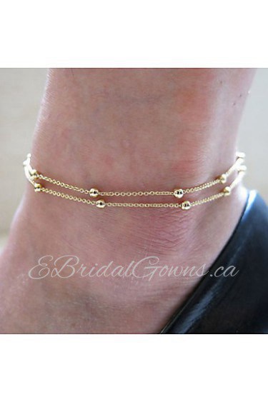 Beads Anklet Bracelet Foot Beach Jewelry (Golden,1 pcs)