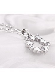 Round Sterling Silver CZ Heart Necklace