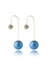 Multicolor Grind Arenaceous Double Pearl Ball Candy-colored Matte Paint Earrings