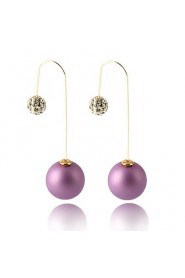 Multicolor Grind Arenaceous Double Pearl Ball Candy-colored Matte Paint Earrings