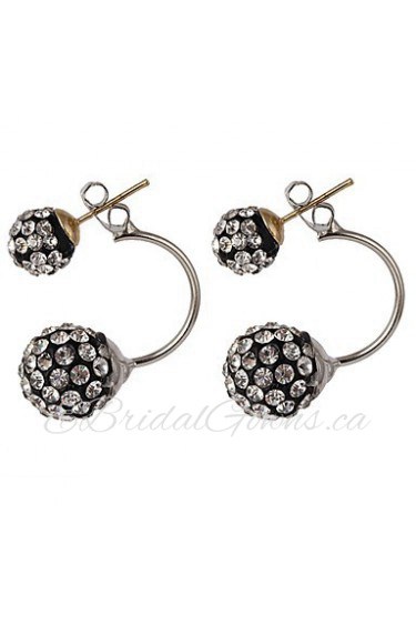 Multicolor Luxury Both Sides Wear Candy-colored Crystal Ball Diamond Fashion Earrings