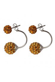 Multicolor Luxury Both Sides Wear Candy-colored Crystal Ball Diamond Fashion Earrings