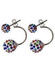 Multicolor Luxury Both Sides Wear Candy-colored Crystal Ball Diamond Fashion Earrings