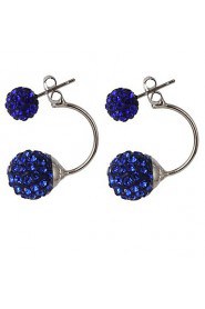 Multicolor Luxury Both Sides Wear Candy-colored Crystal Ball Diamond Fashion Earrings