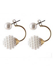 Multicolor Luxury Full Diamond Pearl Sides Wear Grape Pearl Ball Earrings