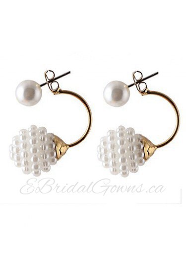 Multicolor Luxury Full Diamond Pearl Sides Wear Grape Pearl Ball Earrings