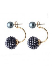 Multicolor Luxury Full Diamond Pearl Sides Wear Grape Pearl Ball Earrings