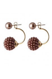 Multicolor Luxury Full Diamond Pearl Sides Wear Grape Pearl Ball Earrings