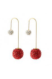 Shiny Candy Colors Full Of Diamond Crystal Two Ball Earrings