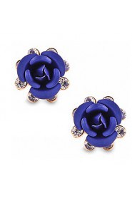 Fashion Temperament Elegant Roses Bloom Bluelover Earrings