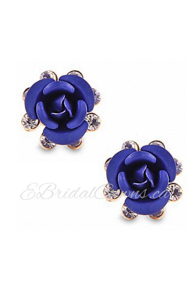 Fashion Temperament Elegant Roses Bloom Bluelover Earrings