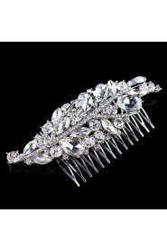 Vintage Wedding Party Bridal Bridesmaid Round Diamond Drop Crystal Leaf Hair Comb For Women