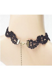 Ladies' Black Lace Alloy With Imitation Pearl Necklace