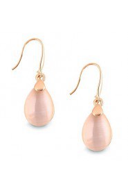 Fashion Temperament Water Droplets Shape Transparent Pink Opal Earrings