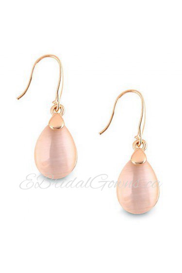 Fashion Temperament Water Droplets Shape Transparent Pink Opal Earrings