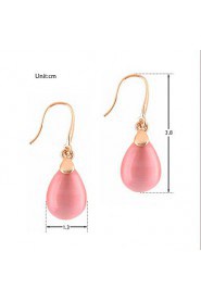 Fashion Temperament Water Droplets Shape Transparent Pink Opal Earrings